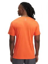 Remera deportiva Under Armour Launch Shortsleeve, color azul marino con logo blanco en el pecho.