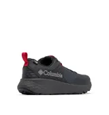Championes de senderismo Columbia Konos TRS Outdry para hombre, color gris oscuro con detalles en rojo. Capellada de malla técnica con superposiciones sin costuras, construcción impermeable y transpirable OutDry™, sistema Navic Fit™ para fijación natural en el mediopié, mediasuela Techlite+™ con almohadillas de desviación y suela Adapt Trax™ para tracción excepcional en superficies secas y mojadas.