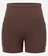 Bermuda deportiva de poliamida color borgoña, con cintura alta texturizada y bolsillos laterales.