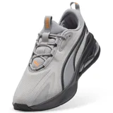 Championes Puma Solar, color gris con detalles en negro y suela con cámara de aire visible.