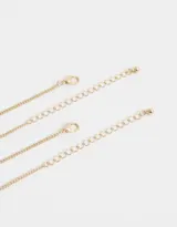 Set de dos collares dorados con dije de cerezas con strass rojos y rosas, y dije con la inscripción "BFF".