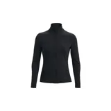 Campera deportiva Under Armour negra, de corte ajustado, con cierre frontal completo, cuello alto y mangas largas.