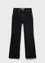 Pantalón de jean negro de corte recto, con terminación desflecada.