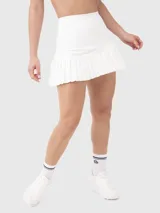 Minifalda deportiva negra con cintura alta y falda plisada.