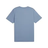 Remera deportiva Puma TAD ESS Poly color celeste con logo blanco estampado en el pecho.