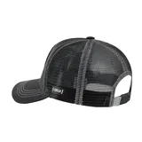 Gorro Capslab unisex con visera curva, de color negro con malla trasera y parche bordado de Wile E. Coyote en el frente.