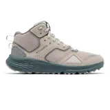 Botas de trekking de media caña Columbia Bethany Mid, color beige con detalles en gris y suela azul.