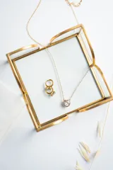 Collar en acero quirúrgico con baño de oro y colgante en forma de corazón con circonia brillante.