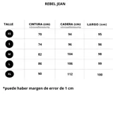 Pantalón de jean de lavado celeste claro, corte ancho y tiro alto, caracterizado por costuras exteriores visibles en color beige.