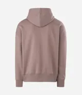 Buzo tipo canguro de color gris melange, con capucha, bolsillo canguro frontal y puños y bajo acanalados. Corte recto.