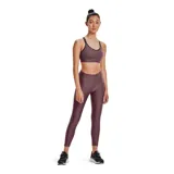 Calza de mujer Under Armour HeatGear® de tiro alto hasta el tobillo, color gris azulado, con cintura antideslizante y logo en la pierna.