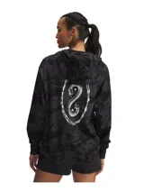 Campera con capucha Project Rock de felpa con cremallera completa, color negro con estampado camuflado en tonos grises.