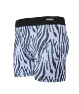 Boxer de lycra premium sublimado con estampado de cebra, suave, liviano y con amplio soporte.