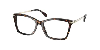 Armazones de lunettes de acetato en color marrón, con diseño cuadrado y detalle metálico en las patillas.