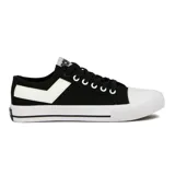 Championes urbanos Pony de lona color negro con detalles en blanco, acordonados y suela de goma.