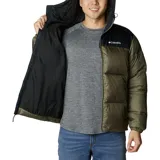 Campera puffer negra marca Columbia, con capucha ajustable, cierre frontal con cremallera, bolsillos laterales con cremallera, puños elásticos y aislamiento Thermarator™.