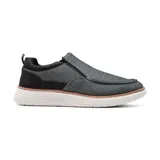 Zapato casual sin cordones, color gris jaspeado, con elástico lateral y suela blanca.