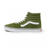 Zapatillas Vans Sk8-Hi color verde oliva con detalles en blanco, de caña alta y suela de goma.