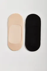 Pack de dos pares de medias invisibles, una color piel y otra negra, de algodón, poliamida y elastano.
