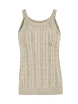 Polera sin mangas tejida con mezcla de algodón y lino orgánico, diseño en color beige.