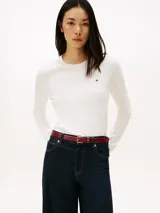 Sweater blanco de tejido de punto jersey con logo bordado en el pecho.