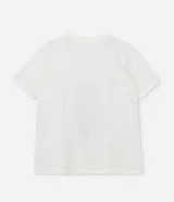 Remera blanca de algodón con estampa de piña con follaje enmarcada con flores.