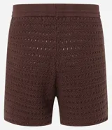 Bermuda de punto marrón con cintura elástica y cordón ajustable.