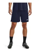 Short deportivo Under Armour, modelo Golazo 3.0, color azul marino, confeccionado en tejido ligero y elástico que absorbe el sudor. Presenta el logo de la marca en la pierna izquierda.