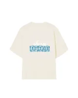 Remera marrón de corte holgado con estampado en la espalda que incluye la palabra 'Ibiza' y la frase 'It Itai' sobre bloques de hielo.