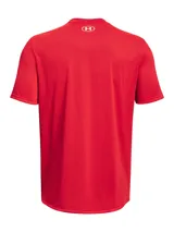 Remera deportiva Under Armour Tech para hombre, color rojo con logo blanco en el pecho. Confeccionada en tejido UA Tech™ de secado rápido y corte holgado.