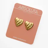 Par de caravanas doradas con forma de corazón, hechas de acero quirúrgico hipoalergénico.