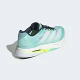 Championes Adidas Adizero Boston 13, color celeste con detalles en blanco y amarillo. Diseñados para running, con tecnología Lightstrike Pro y suela Lighttraxion.