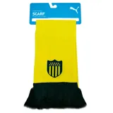 Bufanda Puma del Club Atlético Peñarol, color amarillo con escudo del club bordado y flecos negros en los extremos.
