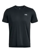Remera deportiva Under Armour Launch Shortsleeve, color azul marino con logo blanco en el pecho.