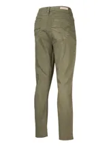 Pantalón de jean negro de tiro medio, corte skinny, con bolsillos delanteros con cierre y ruedo desflecado.