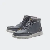 Botas de caña media Hey Dude modelo Bradley, color gris azulado, con cuello de punto jaspeado y cordones.