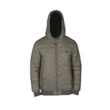 Campera Billabong Revert color verde oliva, con capucha y cierre frontal. Tiene puños y cintura elastizados, y logo de la marca bordado en el pecho.