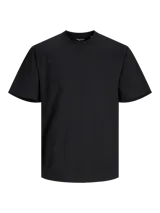 Camiseta negra de manga corta y cuello redondo con corte relajado.