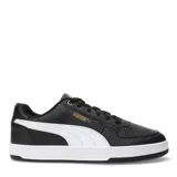 Championes Puma Caven 2.0 blancos con detalles en negro y dorado, con cordones y logo de la marca en el lateral.