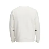 Buzo Under Armour Unstoppable Fleece color blanco hueso, de corte clásico, cuello redondo y mangas largas con puños acanalados. Presenta el logo de la marca bordado en el pecho y detalles en negro en los puños.