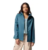 Campera impermeable Columbia Arcadia II para mujer, color azul petróleo. Confeccionada con tecnología Omni-Tech™ impermeable y transpirable con costuras totalmente selladas. Cuenta con capucha ajustable para tormentas, dobladillo ajustable con cordón, bolsillos con cremallera y se puede guardar en el bolsillo.