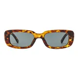 Lentes de sol rectangulares unisex con montura carey y lentes grises. Fabricados con plástico reciclado y filtro UV400.