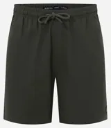 Bermuda verde claro texturizada, con cintura elástica ajustable con cordón, bolsillos laterales y traseros.