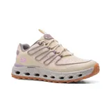 Championes Skechers Glide Step AT color beige con detalles en gris y lila.