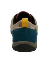 Zapatillas urbanas impermeables color beige con detalles en azul, rojo y amarillo.