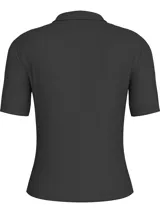 Chomba negra de punto de algodón suave con corte slim, cuello clásico, tapeta de tres botones, mangas cortas y logo CK bordado en el pecho.
