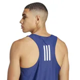 Musculosa de running azul con logo Adidas estampado en blanco.