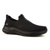 Zapatillas deportivas Skechers GOwalk 6 color negro, sin cordones, con capellada de malla técnica Stretch Fit, entresuela ligera con amortiguación ULTRA GO, plantilla Air-Cooled Goga Mat y tecnología Hyper Pillar® para mayor sujeción.
