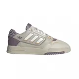 Championes urbanos Adidas Drop Step Low 2.0, color gris claro con detalles en blanco, beige y lila.
