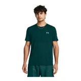 Remera deportiva gris jaspeado de corte clásico, con cuello redondo y mangas cortas. Confeccionada con tejido de punto transpirable y tecnología seamless para mayor comodidad.
